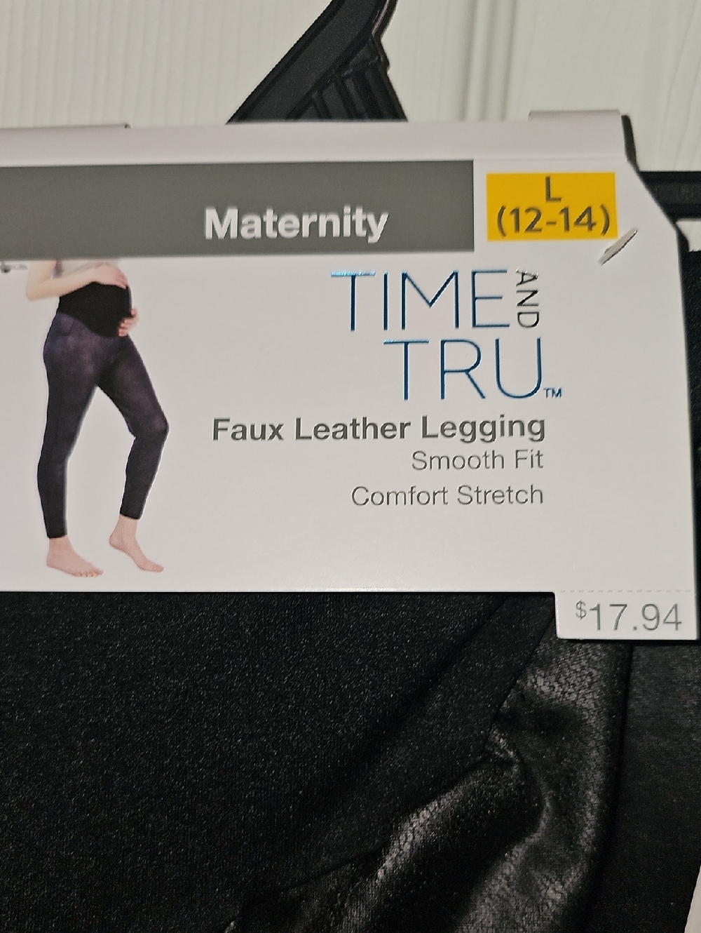 Time And Tru Women's Large 12-14 Faux Leather Maternity Leggings New - Picture 5 of 8